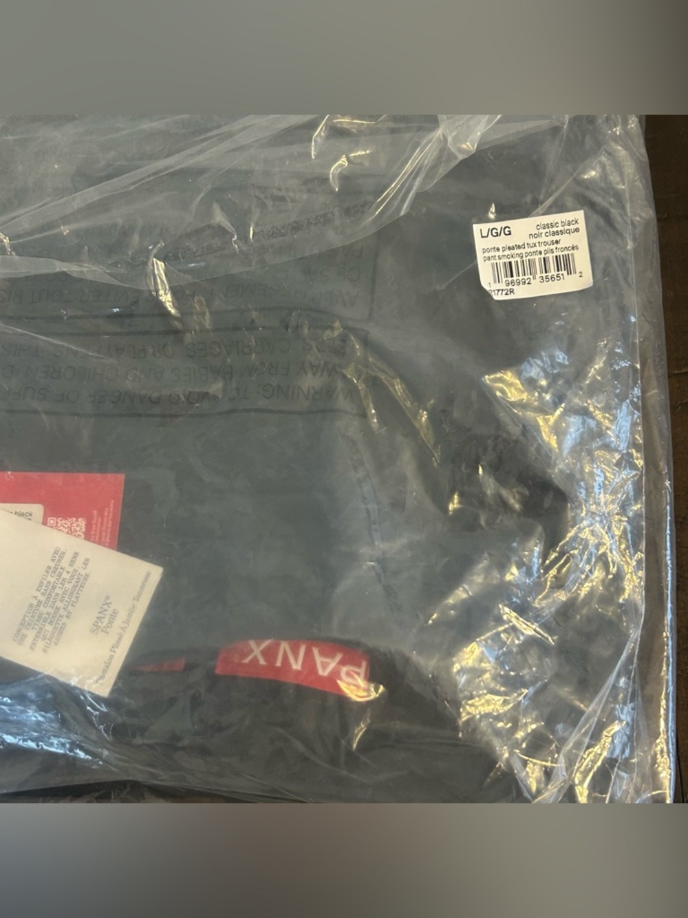 SPANX Ponte Pleated Barrel Leg Trouser with Tuxedo Stripe Black Pants NWT - Picture 10 of 11